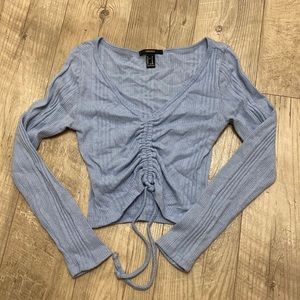light blue bunched up blouse forever 21